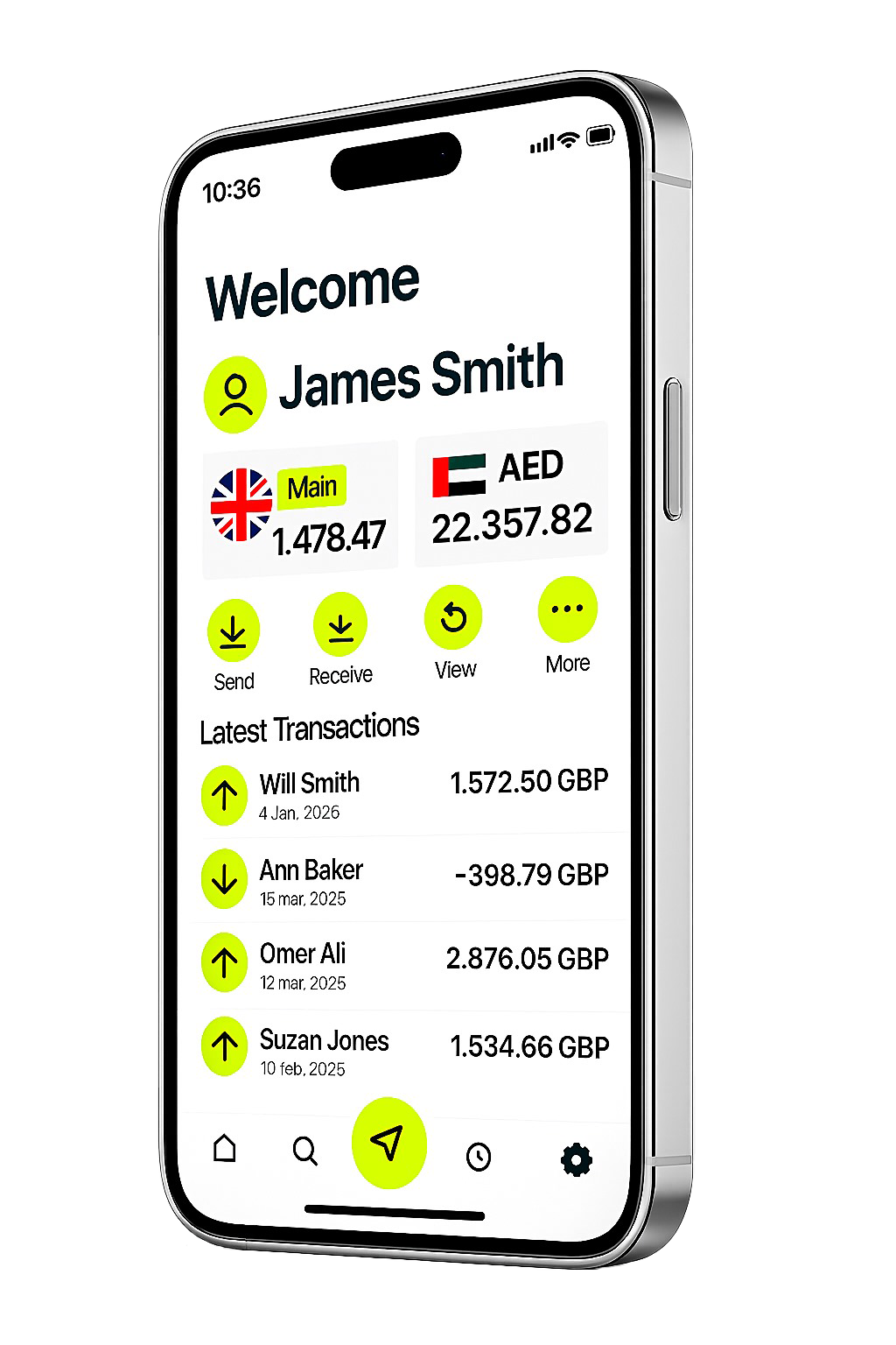 Mobile app interface